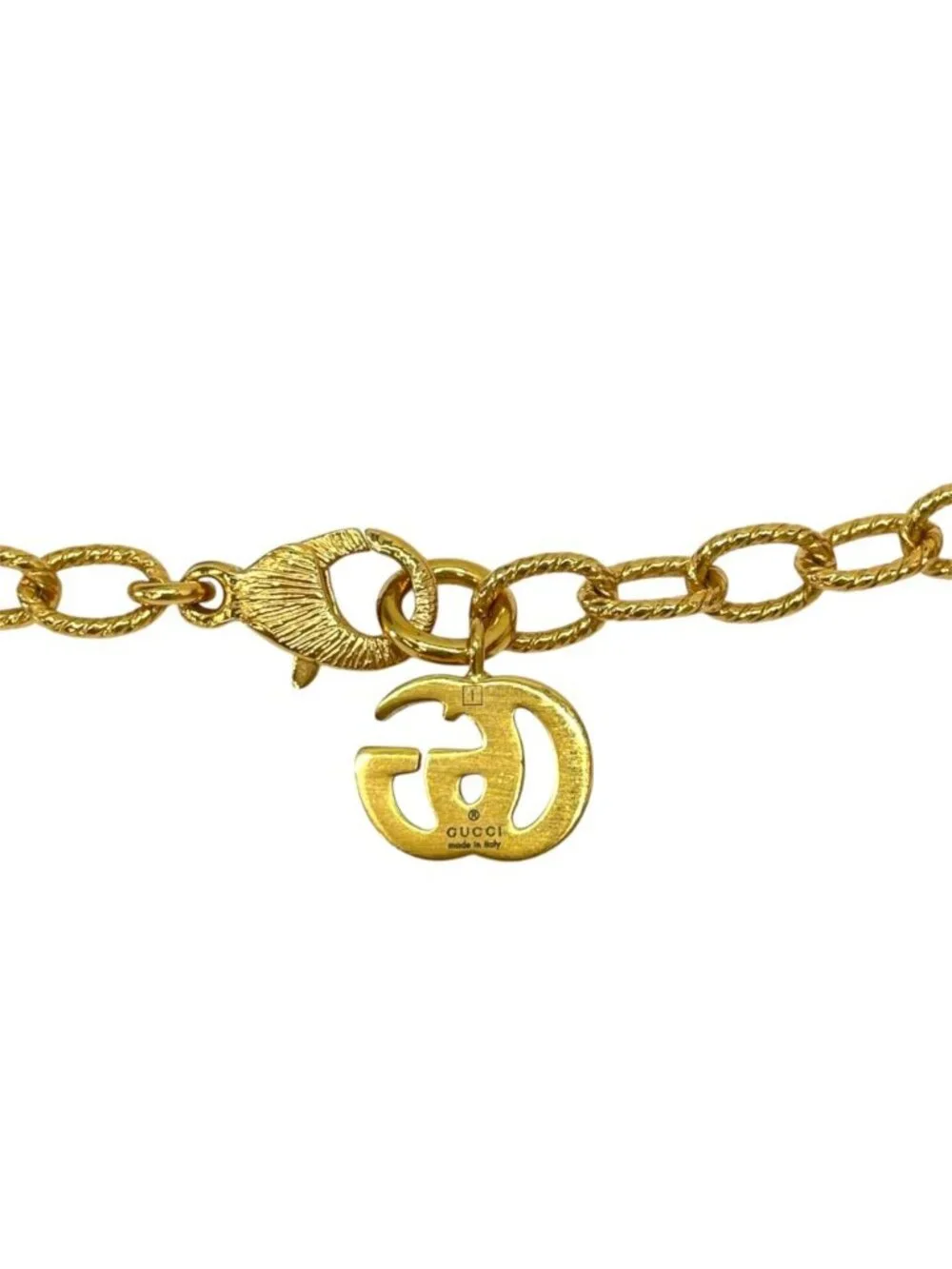 Gucci Pendant Interlocking G Plate Metal Gold Necklace